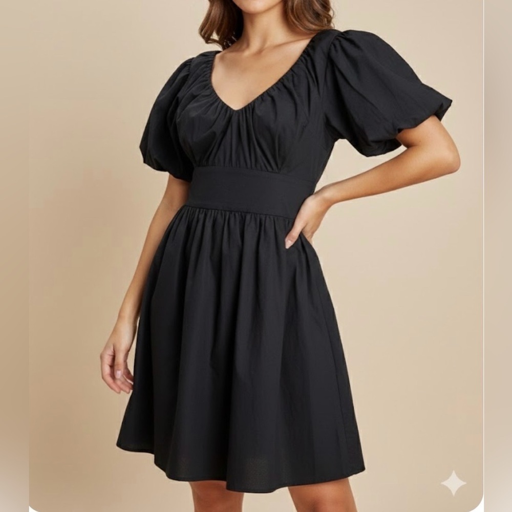 Abercrombie & Fitch Black Puff Sleeve Mini Dress